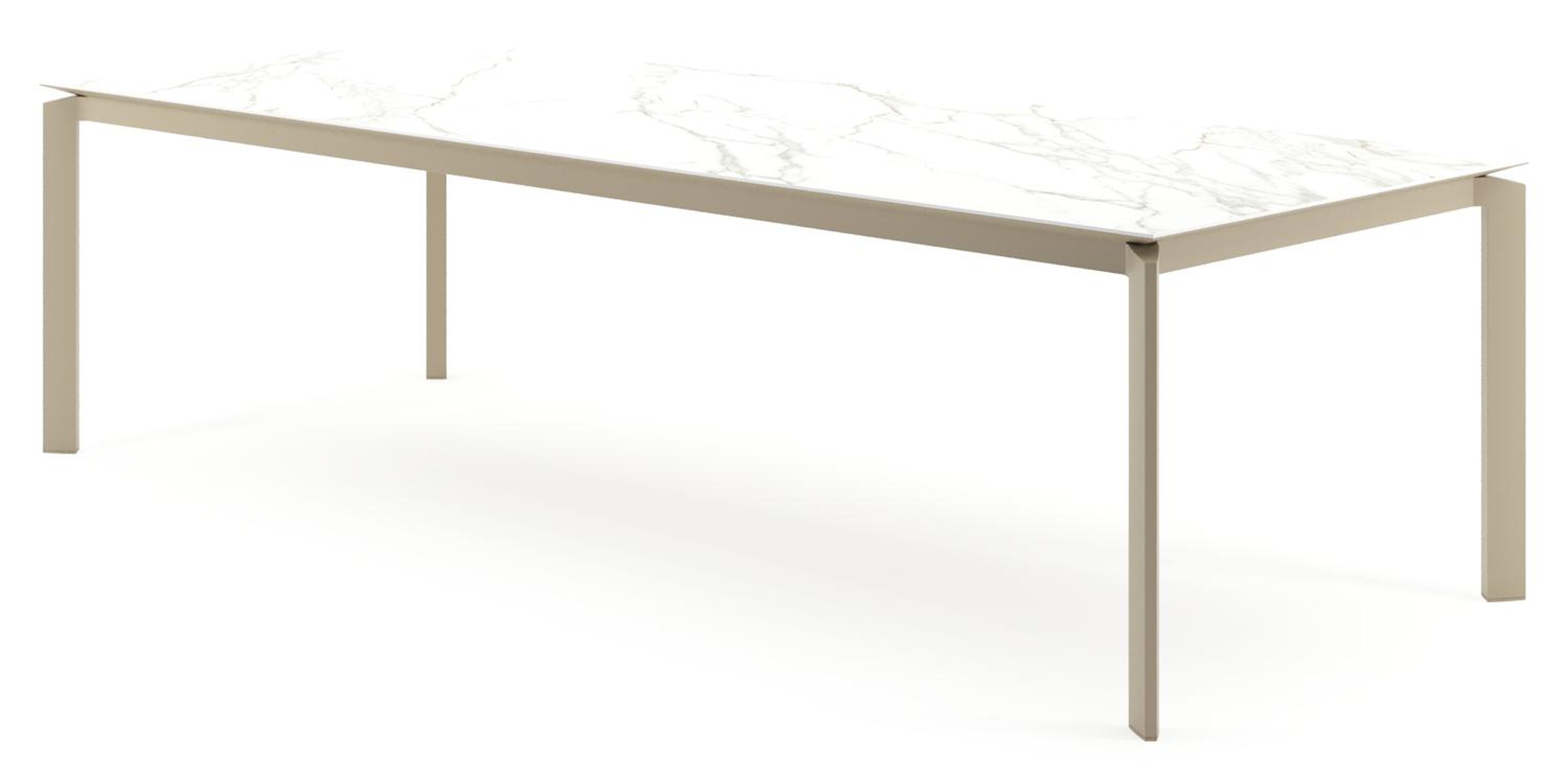 Cirello tuintafel rechthoekig in beige aluminium en volkeramiek Calacatta - L 280 x B 110 x H 75 cm
