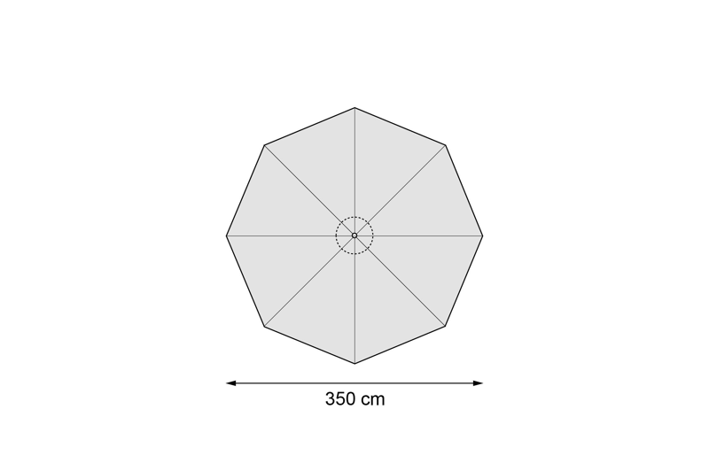 Viola staanparasol in zwart aluminium met grijs weather+ softtouch parasoldoek - Dia. 350 cm (zonder voet)