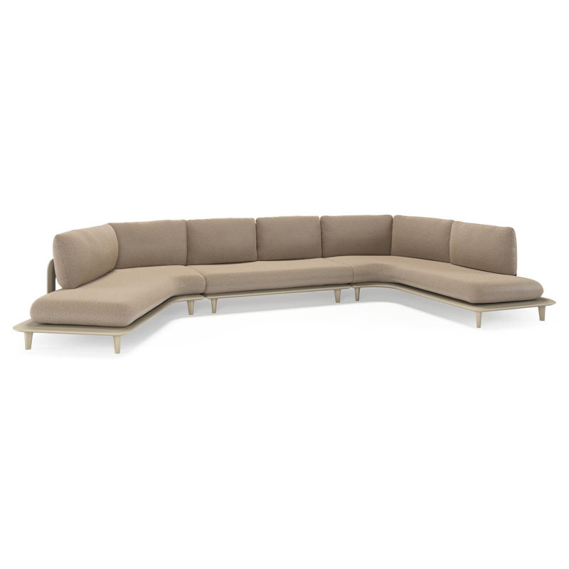 Bomero loungehoek in beige aluminium met firenze earth all weather solica kussen