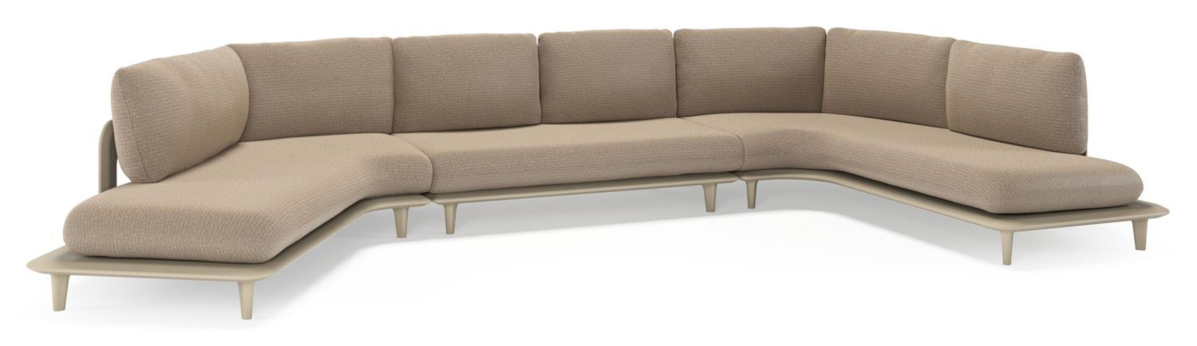 Bomero loungehoek in beige aluminium met firenze earth all weather solica kussen