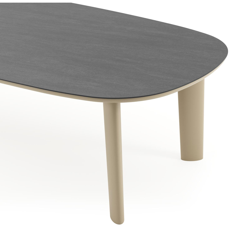Amico tuintafel bombo in beige aluminium en volkeramiek Basalt Black - L 270 x B 125 x H 73.5 cm