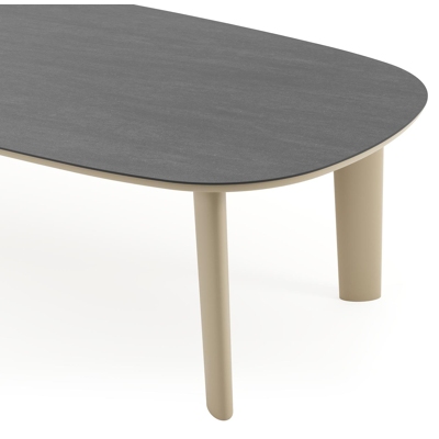 Amico tuintafel bombo in beige aluminium en volkeramiek Basalt Black - L 270 x B 125 x H 73.5 cm
