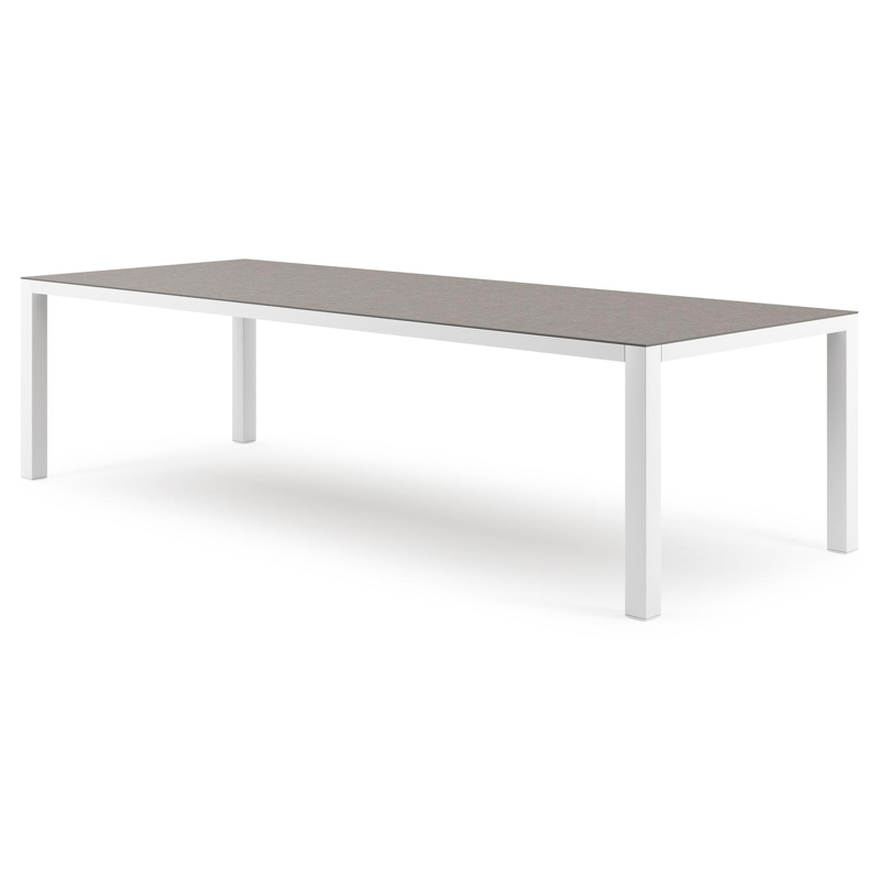 Table de jardin Como rectangulaire en aluminium blanc et céramique pleine Wulong - Lg. 280 x Lrg. 110 x Haut. 75 cm