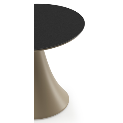 Fano low dining loungetafel rond in beige aluminium en volkeramiek Nero Black - Dia. 65 x H 40 cm