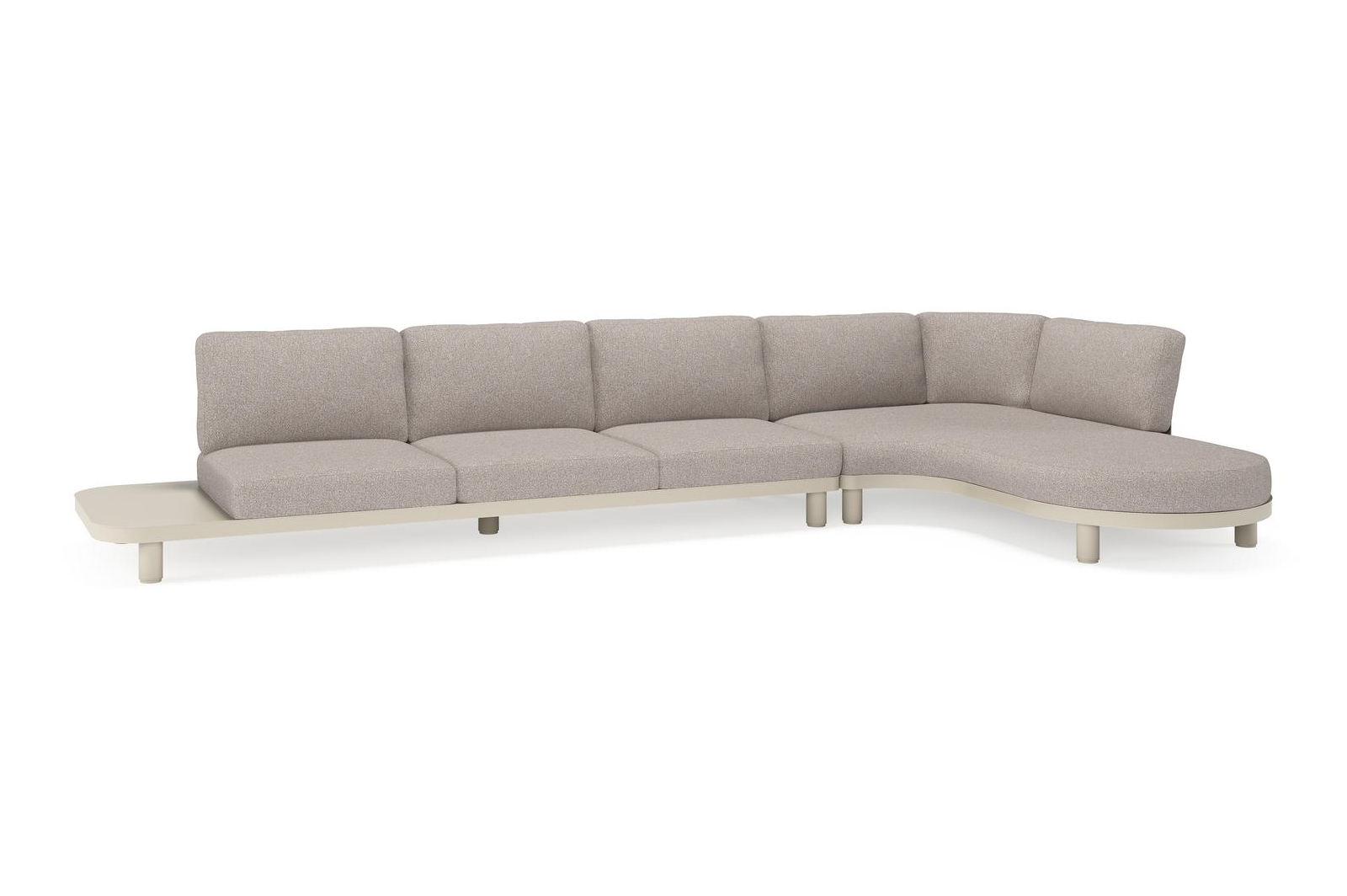 Donato loungehoek in beige aluminium met tundra charcoal all weather sunbrella® luxe kussen