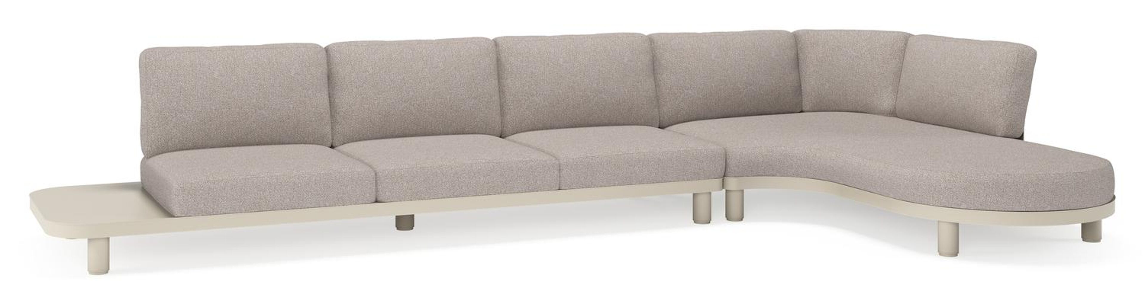 Donato loungehoek in beige aluminium met tundra charcoal all weather sunbrella® luxe kussen