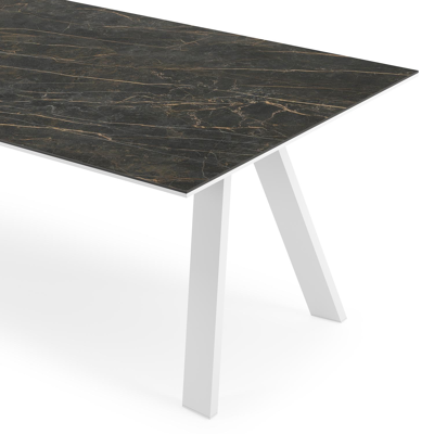 Cesano tuintafel rechthoekig in wit aluminium en volkeramiek Black Obsession - L 240 x B 100 x H 75 cm