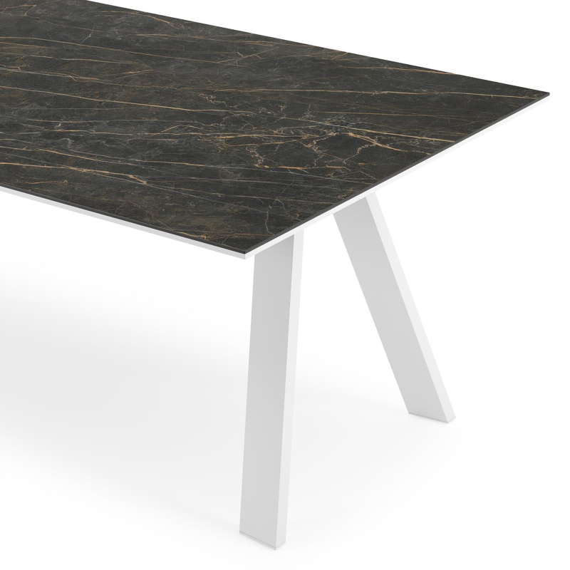 Cesano tuintafel rechthoekig in wit aluminium en volkeramiek Black Obsession - L 240 x B 100 x H 75 cm