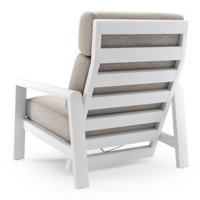 Cosenzo loungestoel in wit aluminium met tundra sand all weather sunbrella® luxe kussen