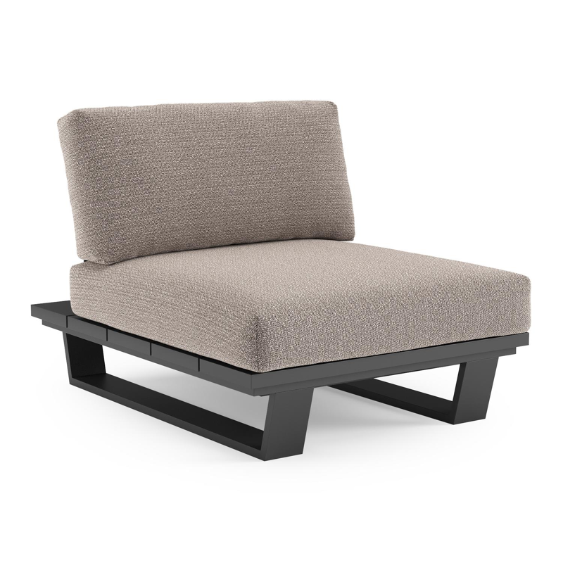 Pagino loungestoel in zwart aluminium met wander granite all weather sunbrella® luxe kussen