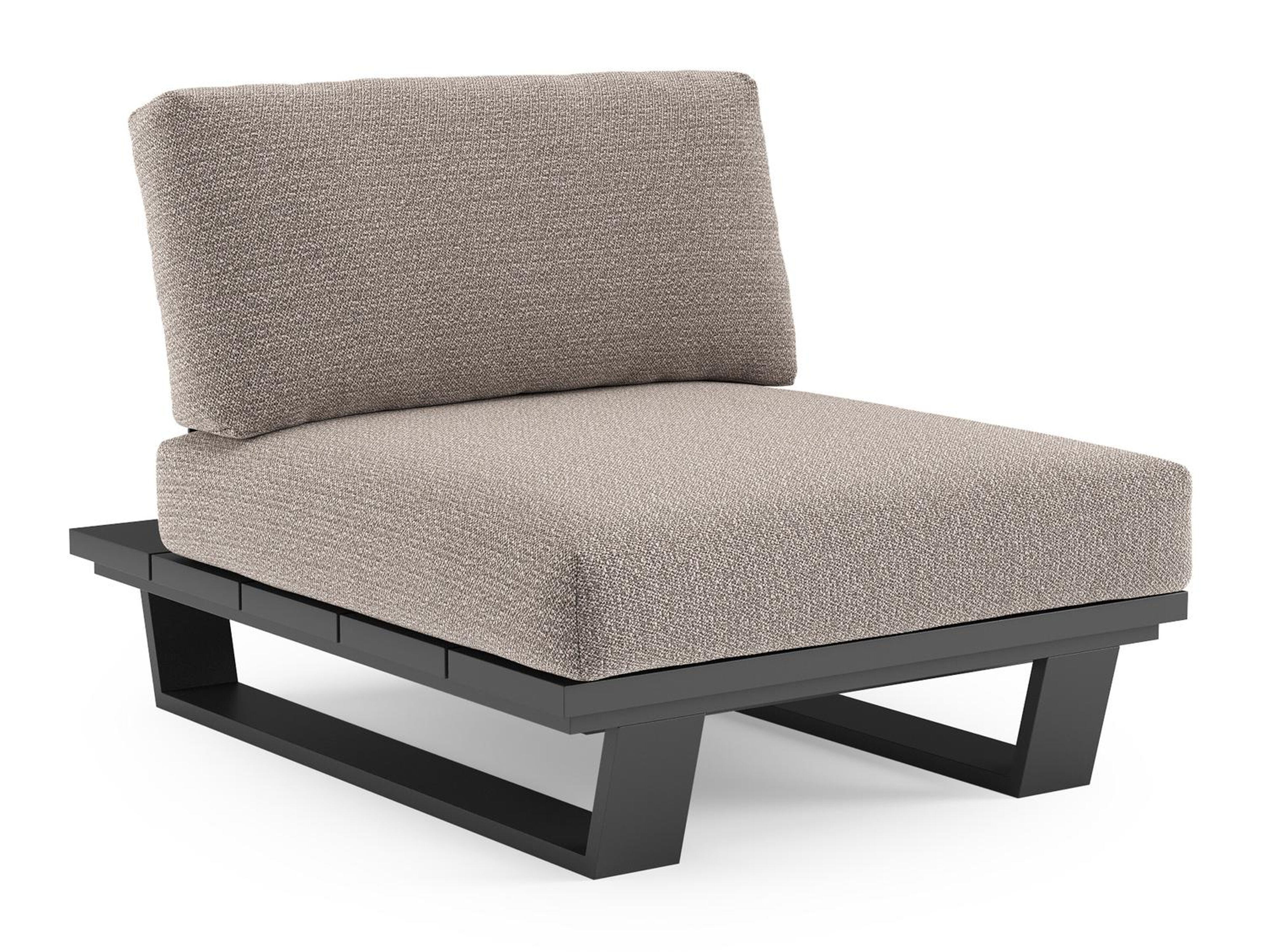 Fauteuil de jardin Pagino en aluminium noir et coussins en all weather sunbrella® luxe wander granite