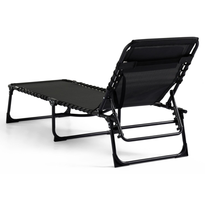 Ensemble de 2 chaises longues réglables Lira en acier noir avec textilène noir