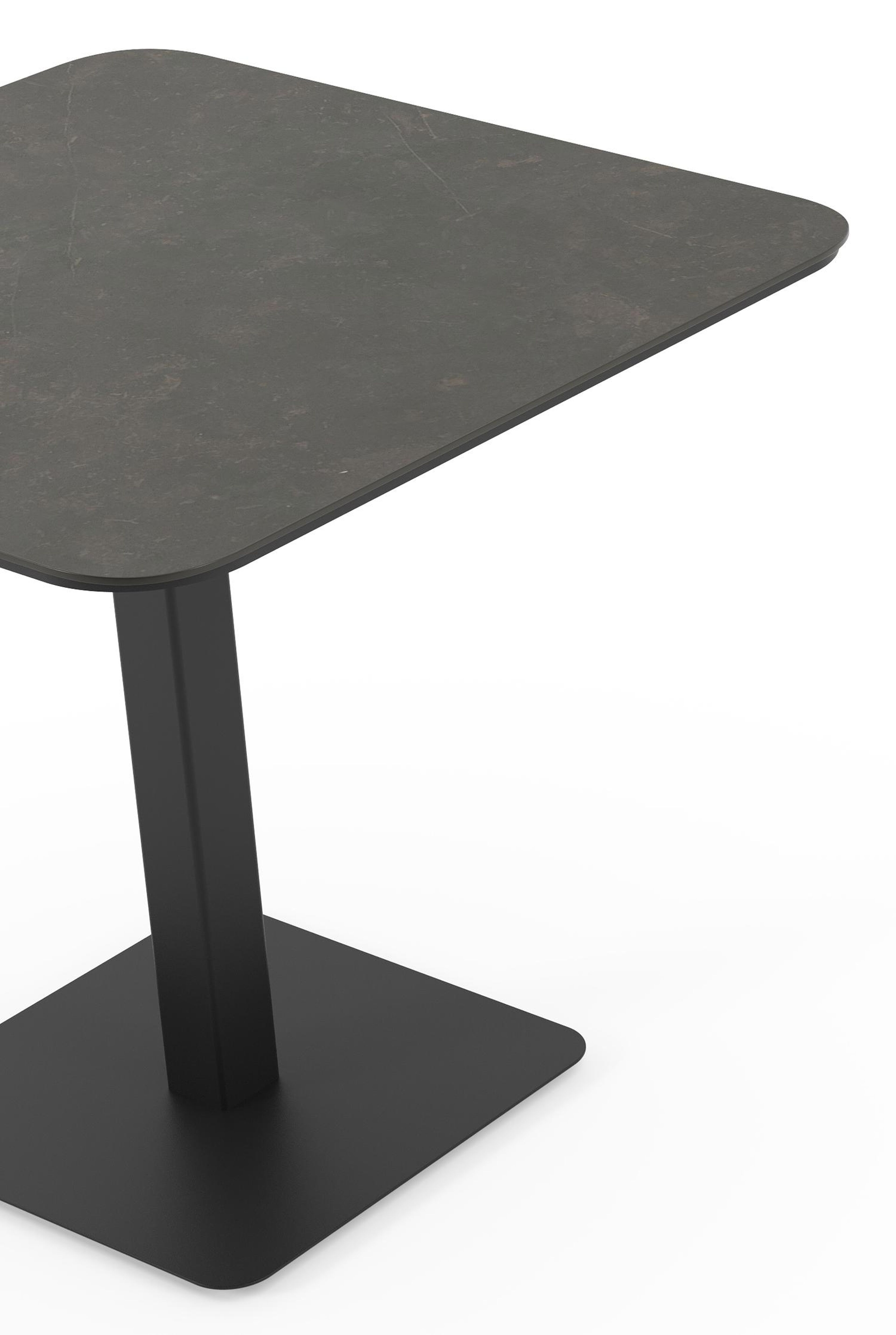 Fano kantelbare tuintafel vierkant afgerond in zwart aluminium en volkeramiek calatorao - L 80 x B 80 x H 73 cm