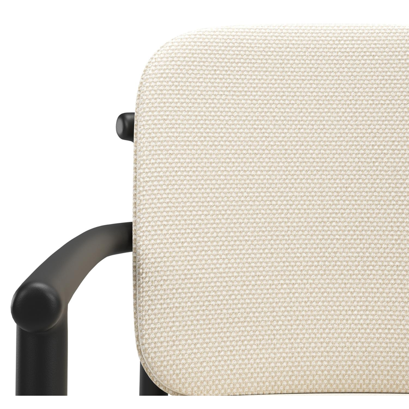 Bono stapelbare tuinstoel in zwart aluminium met stoelkussen in All Weather Cosytica Althea Off White