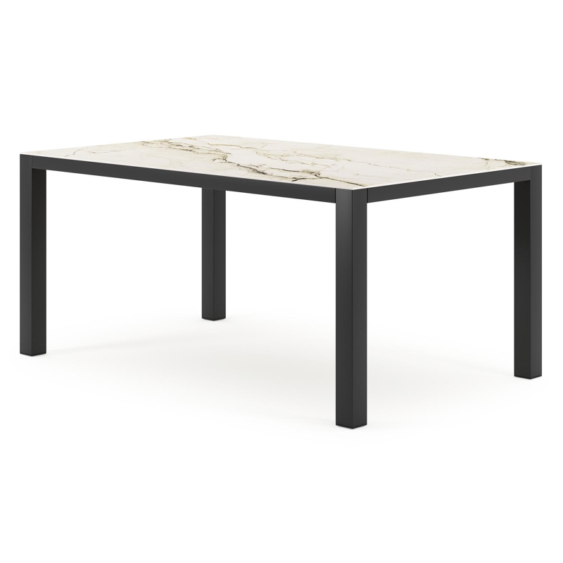 Como tuintafel rechthoekig in zwart aluminium en volkeramiek colorado dunes - L 160 x B 100 x H 75 cm