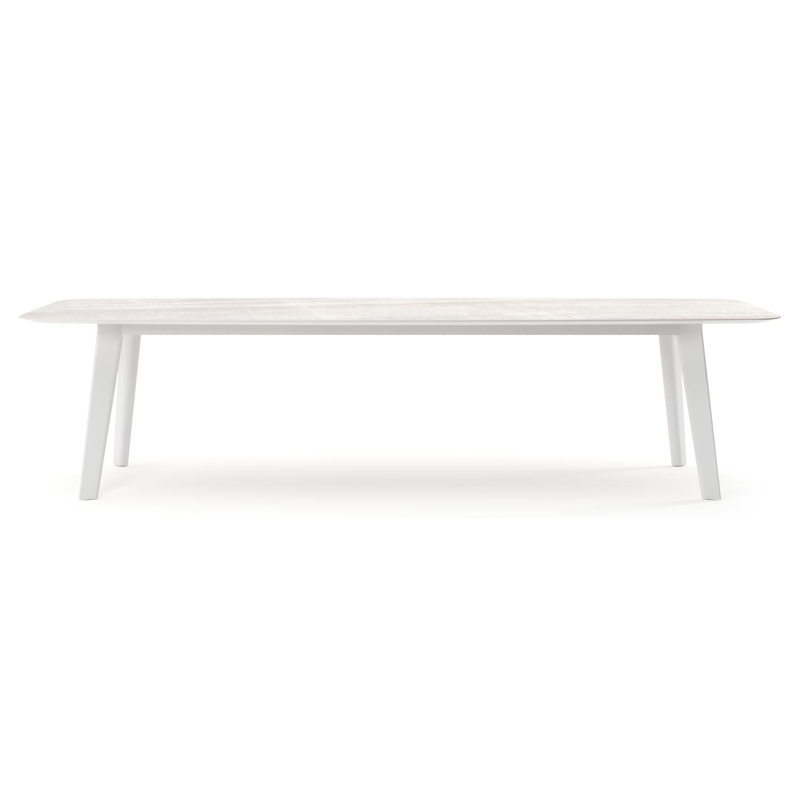 Lacrima tuintafel bootvorm in wit aluminium en volkeramiek Taj Mahal - L 315 x B 115 x H 73 cm