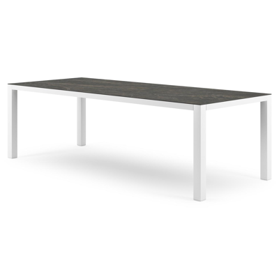 Como tuintafel in wit aluminium en volkeramiek Black Obsession - L 240 x B 100 x H 75 cm