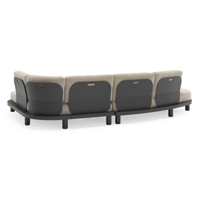 Salon de jardin d'angle Donato en aluminium noir et coussins en all weather cosytica Catania Sand