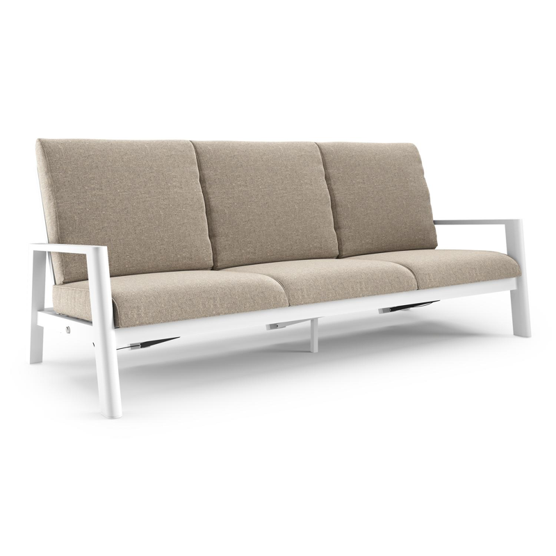 Cirello loungebank in wit aluminium met chartres pewter all weather sunbrella® luxe kussen