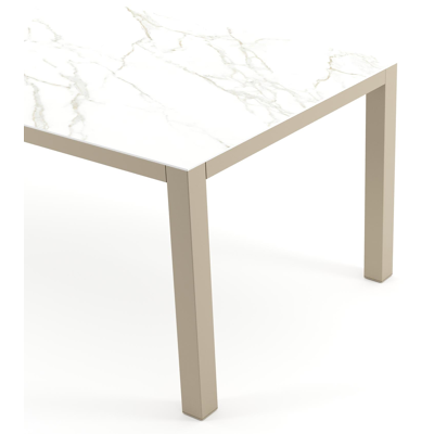 Como tuintafel rechthoekig in beige aluminium en volkeramiek Calacatta - L 200 x B 100 x H 73 cm