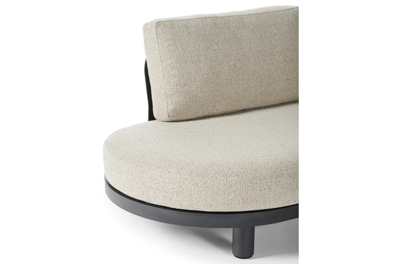 Donato organische loungebank 3-zit in zwart aluminium met marbella beige all weather Casettica kussen