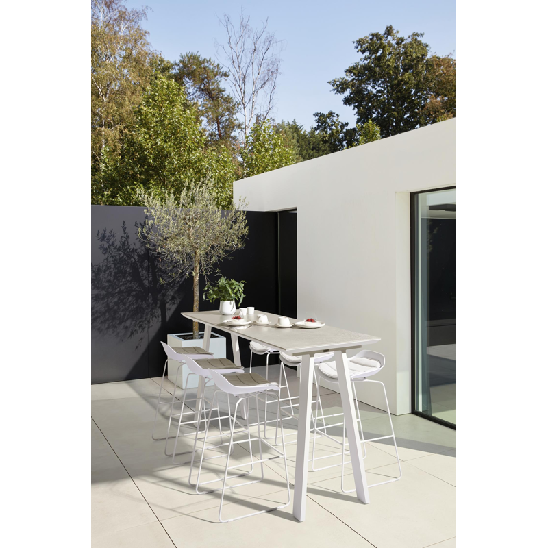 Verato barstoel in wit aluminium en wit kunststof