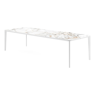 Urbino tuintafel in wit aluminium en volkeramiek calacatta luxe - L 290 x B 110 x H 75 cm