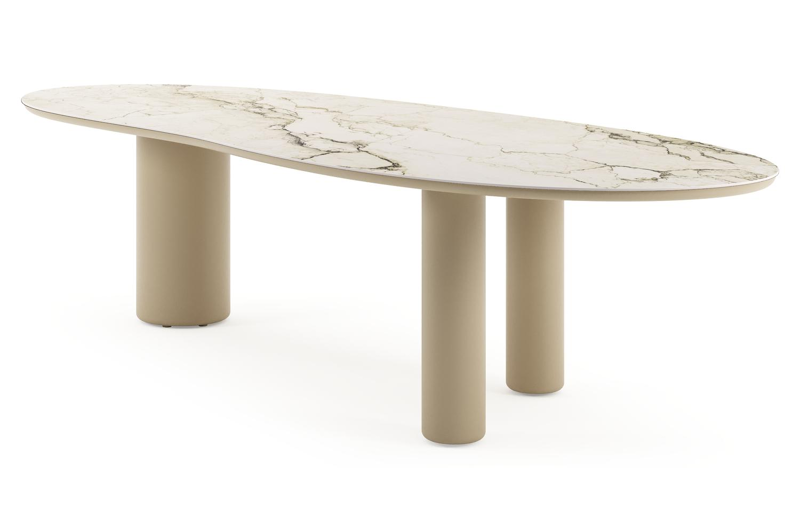 Amico tuintafel organisch in beige aluminium en volkeramiek Colorado Dunes - L 320 x B 120 x H 73.5 cm