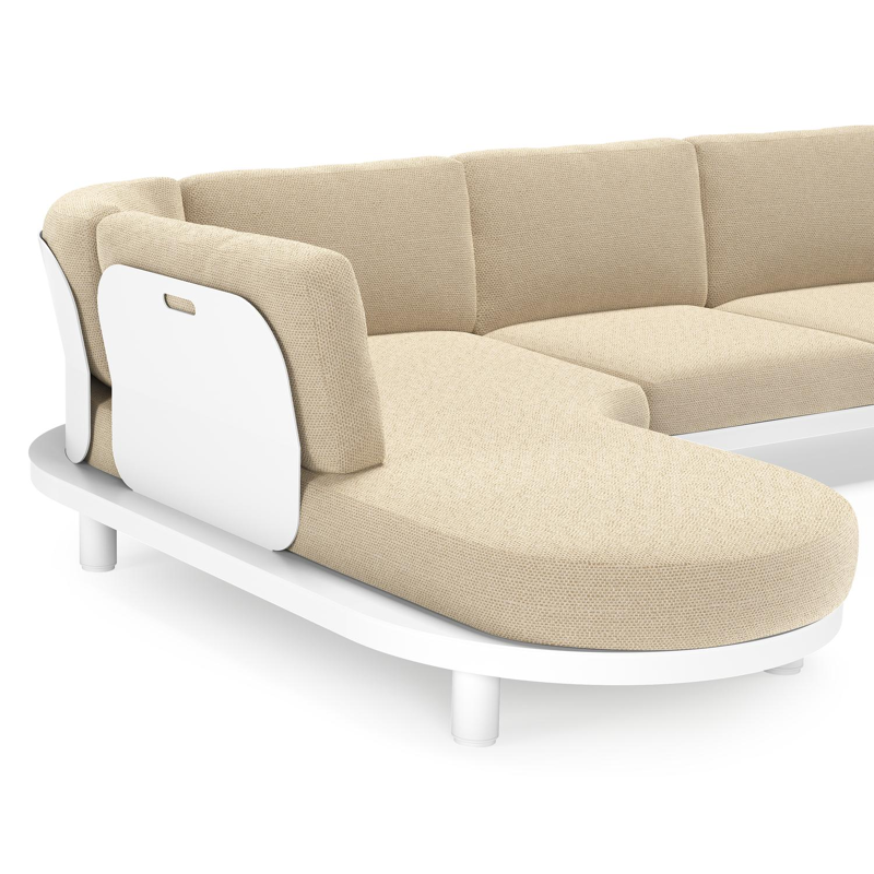 Donato loungehoek in wit aluminium met all weather cosytica Althea Camel kussen