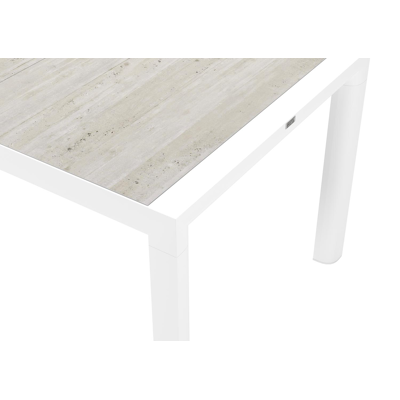 Madura tuinset in wit aluminium en grijs keramische tegels tafelblad met 8 stapelbare Bareto tuinstoelen