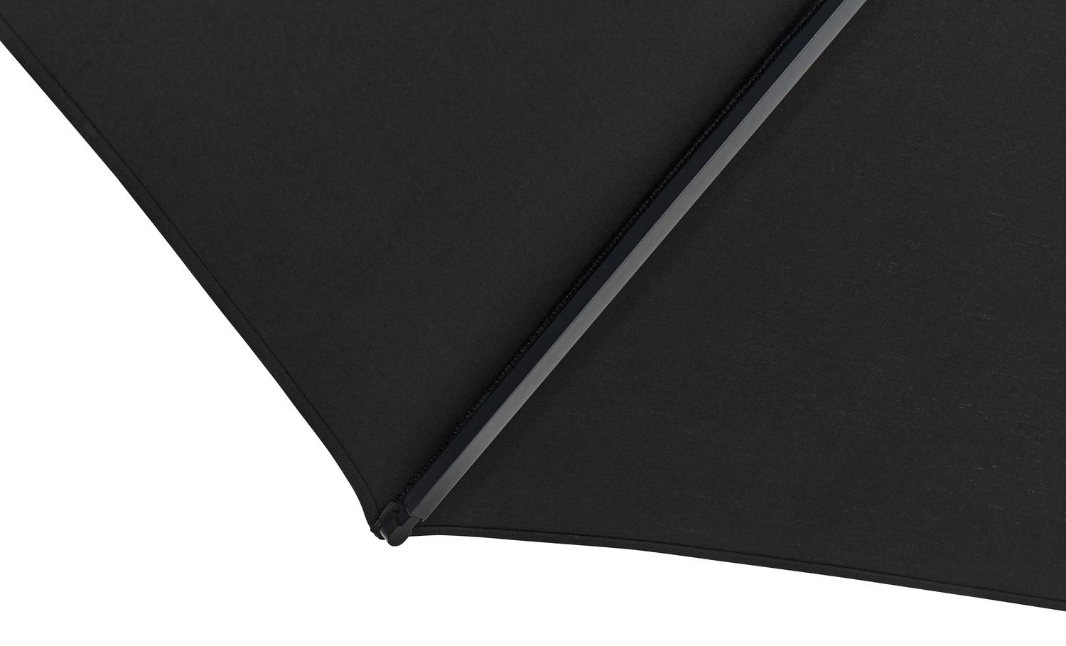 Umbria staanparasol in zwart aluminium met zwart all weather sunbrella® premium parasoldoek - Dia. 250 cm (zonder voet)