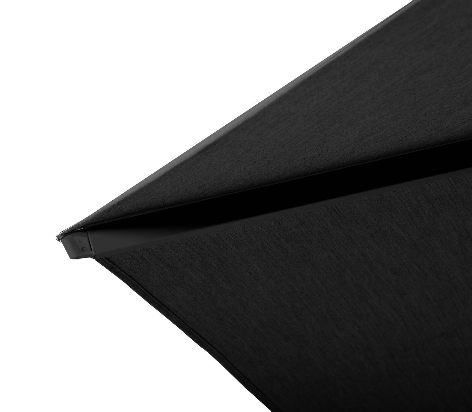 Solino staanparasol in zwart aluminium met zwart all weather sunbrella® premium parasoldoek - Dia. 400 cm (zonder voet)