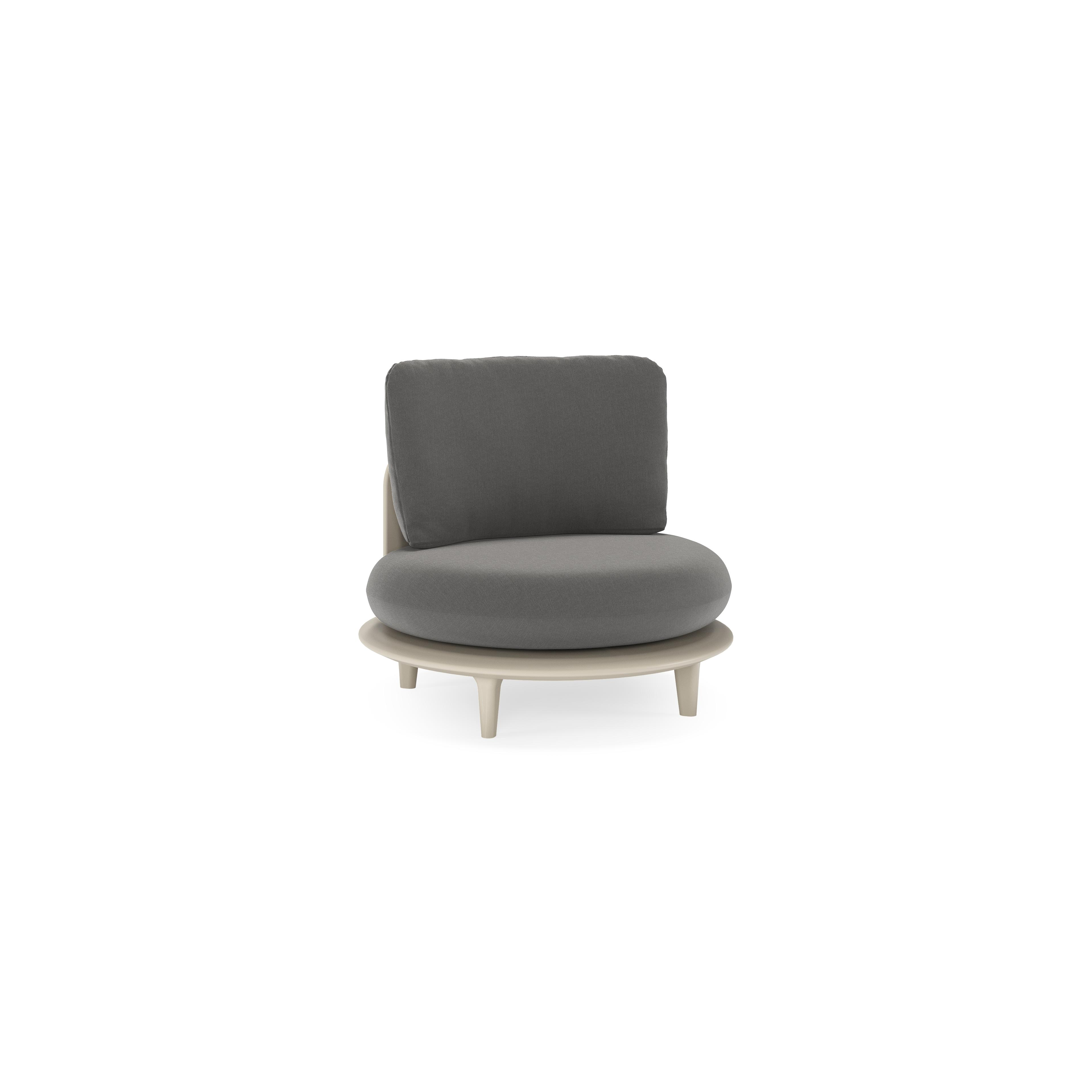 Fauteuil de jardin Bomero en aluminium beige et coussins en all weather sunbrella® luxe natte charcoal chine