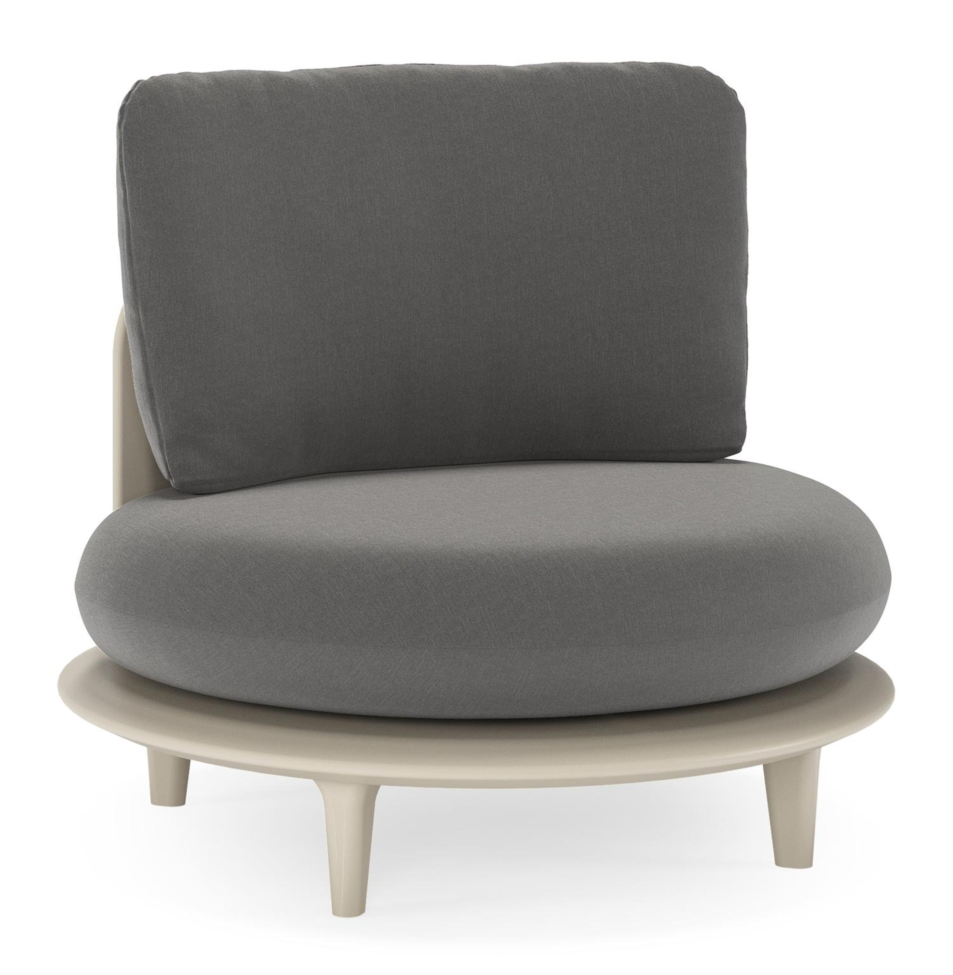 Fauteuil de jardin Bomero en aluminium beige et coussins en all weather sunbrella® luxe natte charcoal chine