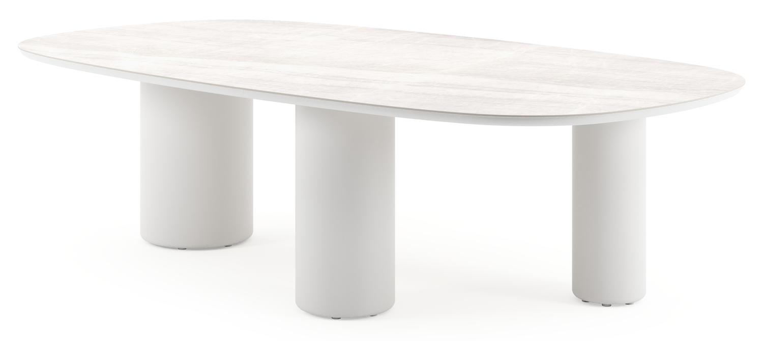 Amico tuintafel bombo xl in wit aluminium en volkeramiek Taj Mahal - L 270 x B 148 x H 73.5 cm