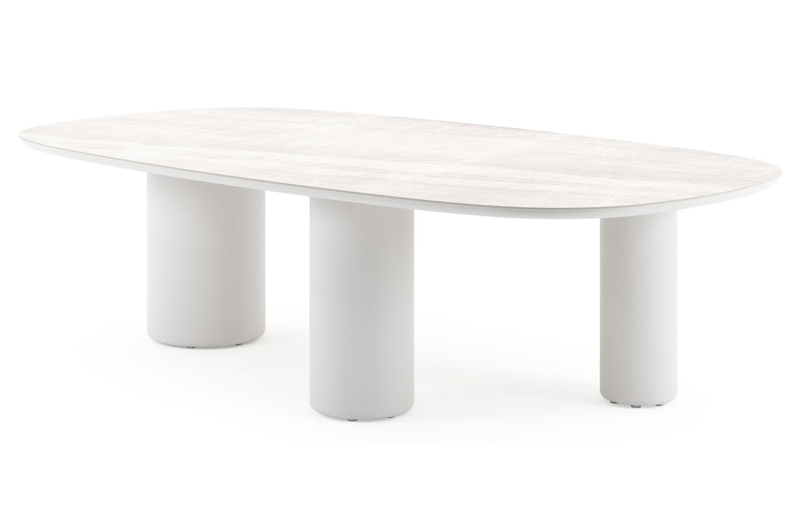 Amico tuintafel bombo xl in wit aluminium en volkeramiek Taj Mahal - L 270 x B 148 x H 73.5 cm