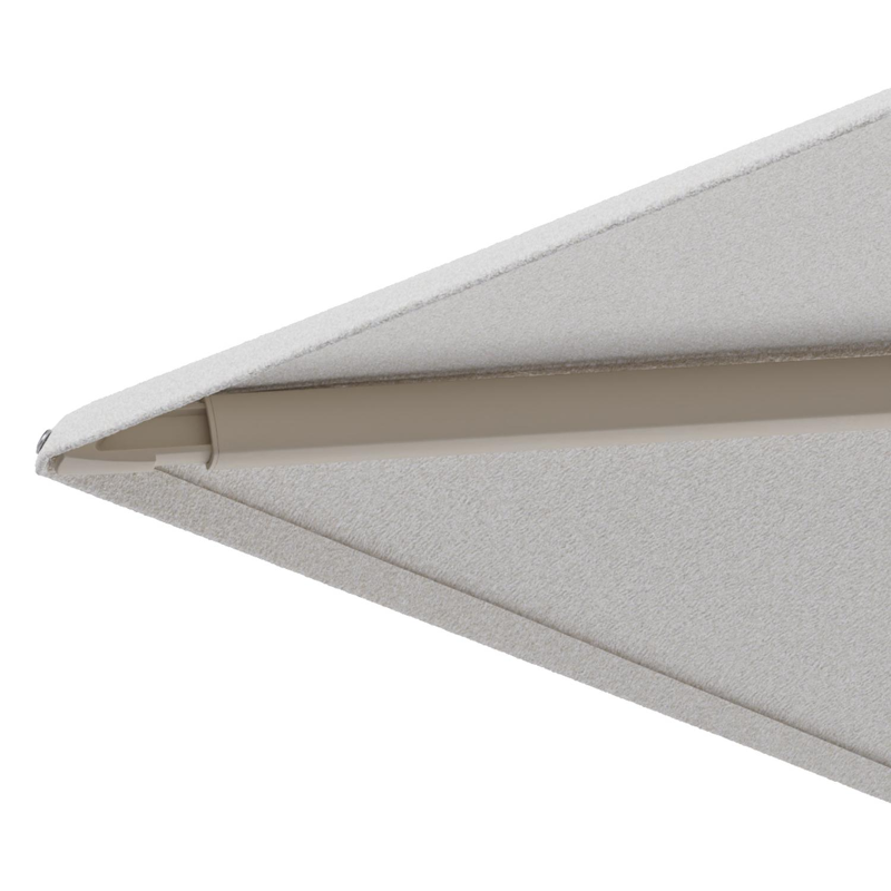 Minore zweefparasol met tiltfunctie in beige aluminium en Soul Optik All Weather Solica parasoldoek - L1 400 x L2 300 cm met parasolvoet Minore 260 kg met wielen