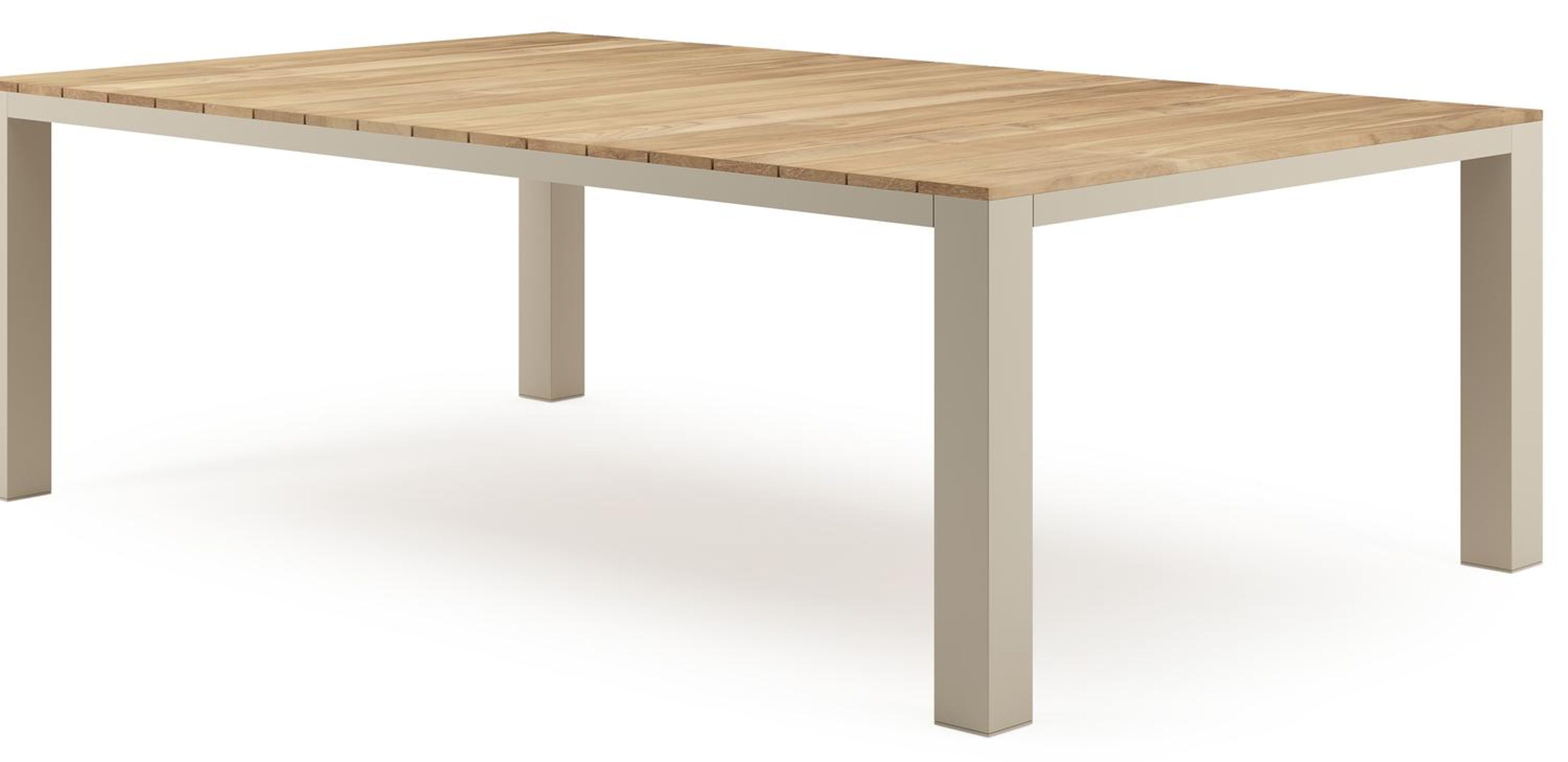 Table de jardin Nano XL rectangulaire en aluminium beige et teck massif Lg. 240 x Lrg. 148 x Haut. 75 cm