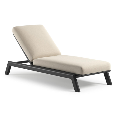 Cirello verstelbaar ligbed met pompsysteem in zwart aluminium met althea off white all weather Cosytica kussen