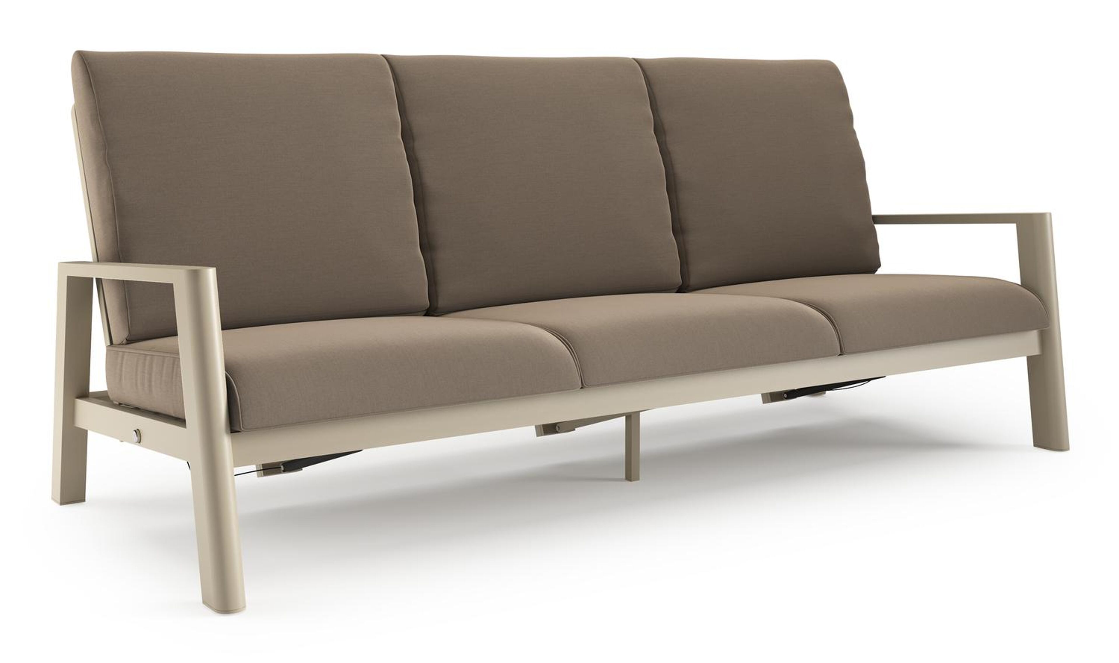 Cirello loungebank in beige aluminium met natte heather grey all weather sunbrella® luxe kussen