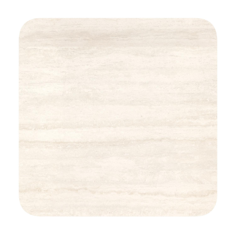 Table de jardin Fano inclinable carré arrondi en aluminium noir et céramique pleine Travertino Bianco - Lg. 80 x Lrg. 80 x Haut. 72.5 cm