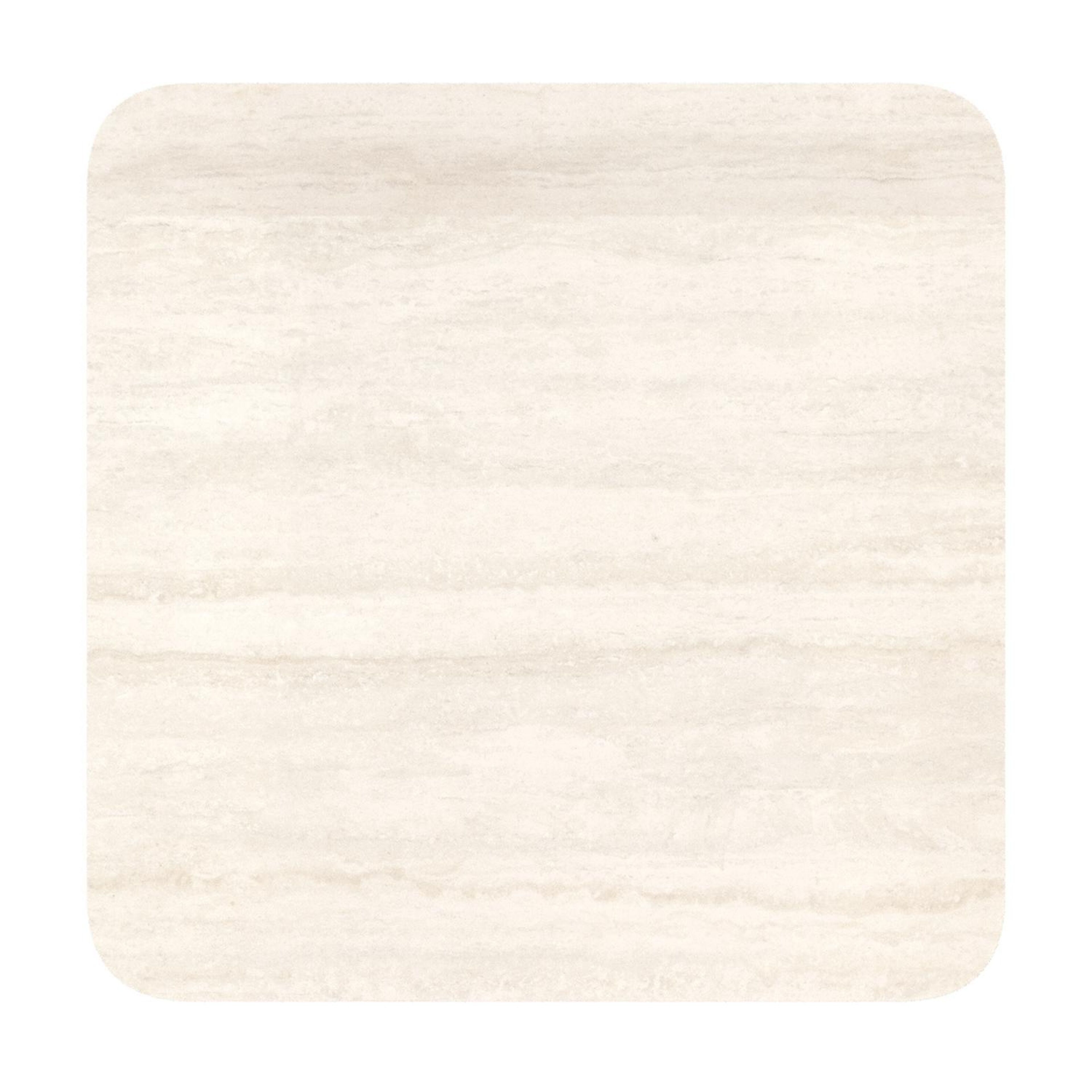 Table de jardin Fano inclinable carré arrondi en aluminium noir et céramique pleine Travertino Bianco - Lg. 80 x Lrg. 80 x Haut. 72.5 cm