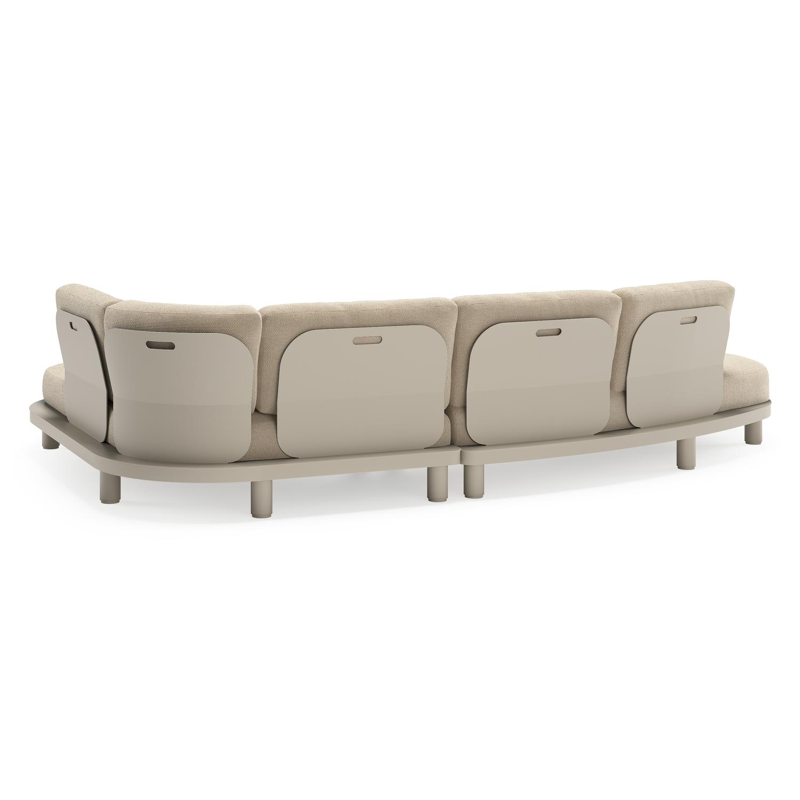 Donato loungehoek in beige aluminium met all weather cosytica Althea Chalk kussen