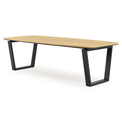 Pagino tuintafel in zwart aluminium en teak - L 255 x B 115 x H 75 cm