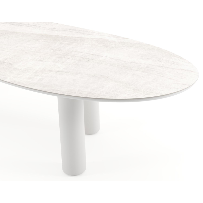 Amico tuintafel organisch in wit aluminium en volkeramiek Taj Mahal - L 320 x B 120 x H 73.5 cm