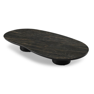 Amico loungetafel organisch in zwart aluminium en volkeramiek Black Obsession - L 170 x B 91 x H 25 cm