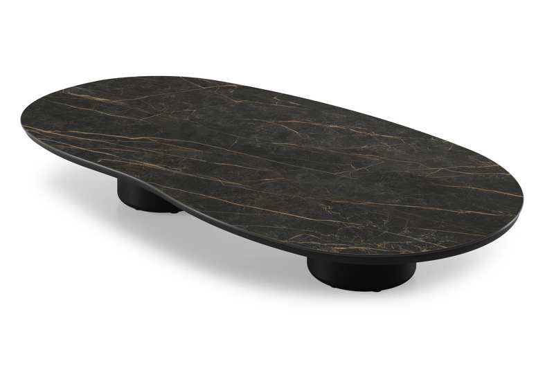 Amico loungetafel organisch in zwart aluminium en volkeramiek Black Obsession - L 170 x B 91 x H 25 cm