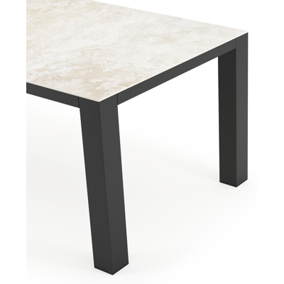 Table de jardin Nano rectangulaire en aluminium noir et céramique pleine Rapolano Lg. 200 x Lrg. 100 cm