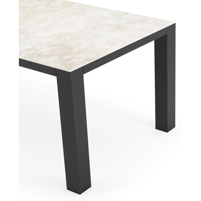 Table de jardin Nano rectangulaire en aluminium noir et céramique pleine Rapolano Lg. 200 x Lrg. 100 cm