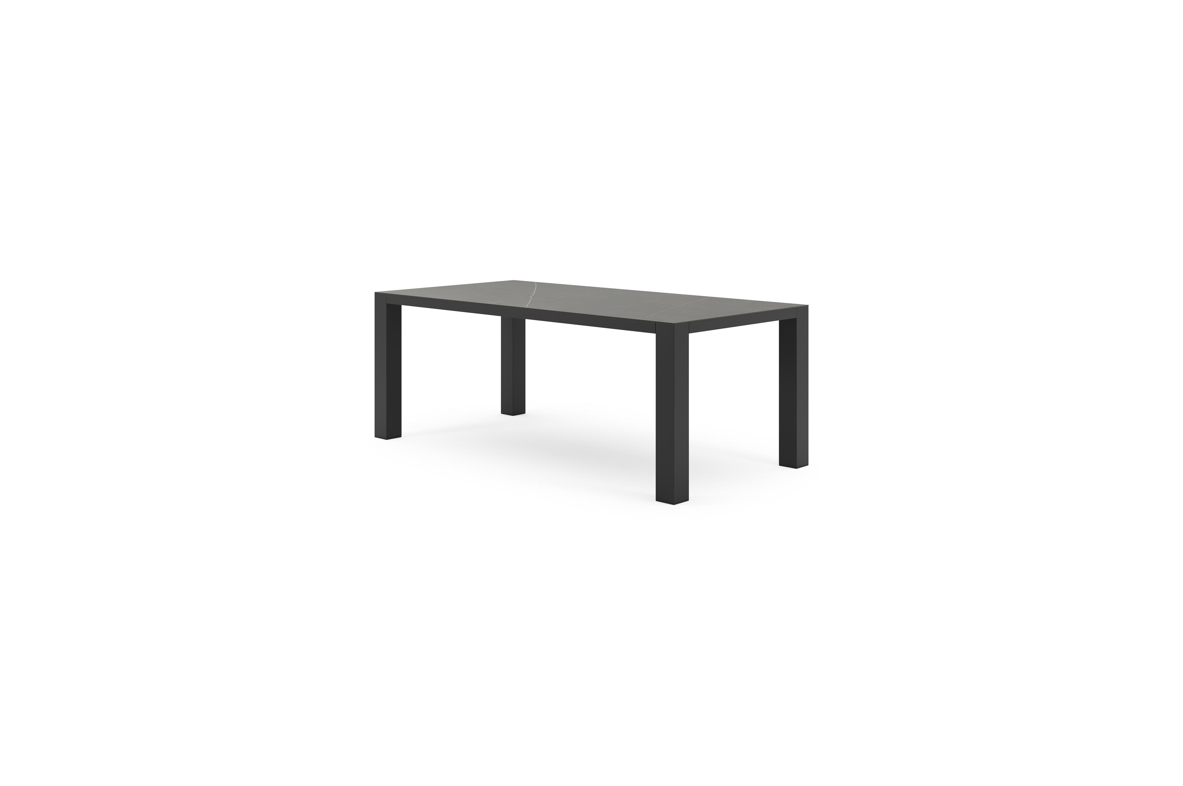 Nano tuintafel in zwart aluminium en volkeramiek calatorao - L 200 x B 100 x H 75 cm